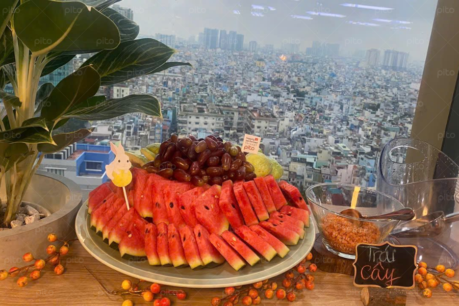 Tiệc Buffet Trang Trí Trung Thu Tone Đỏ 3